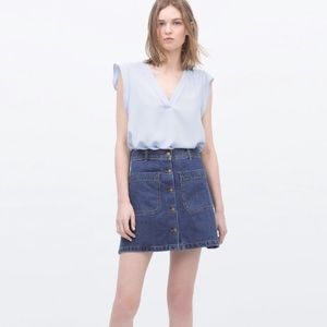 Zara Blue Cap Sleeve Blouse